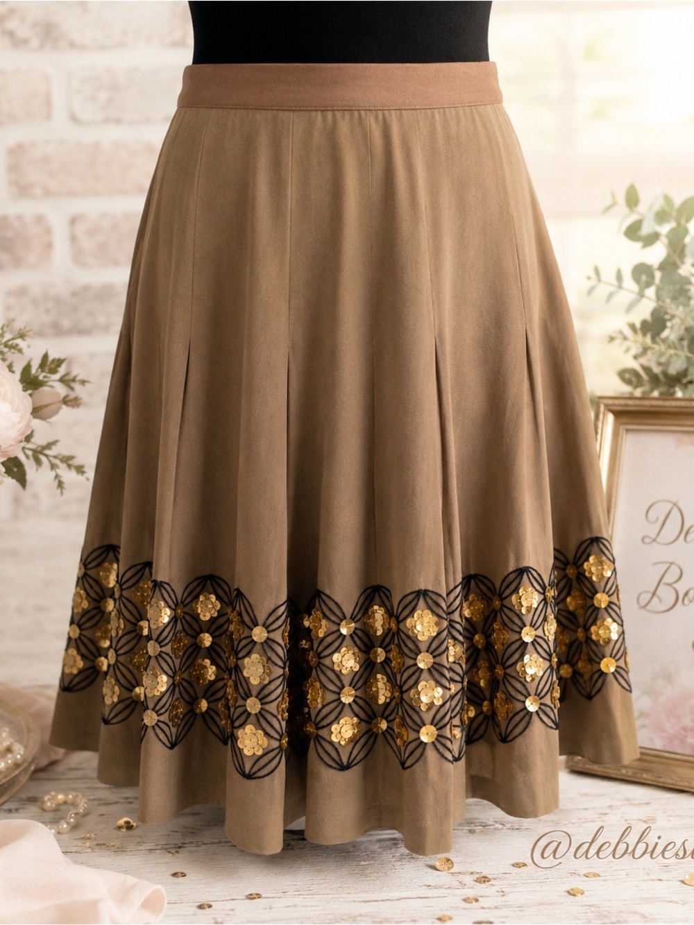 Alfani Womens Pleated Sequins Skirt
